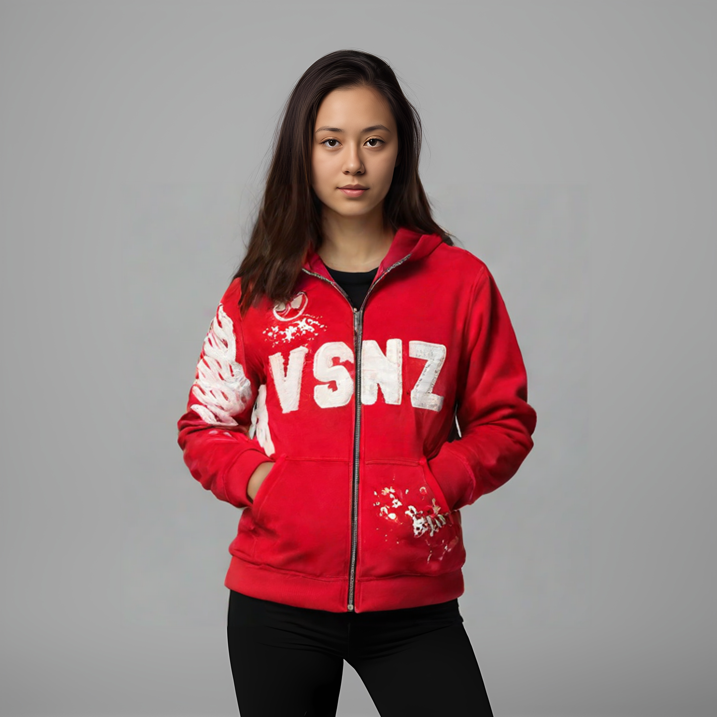 Womens VSNZ Zipper Hoodie - Red