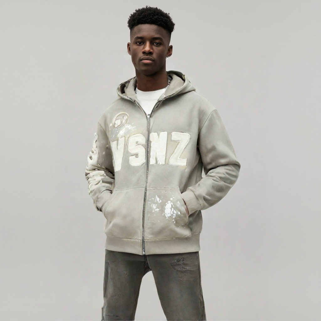 Mens VSNZ Zipper Hoodie - Wolf Grey