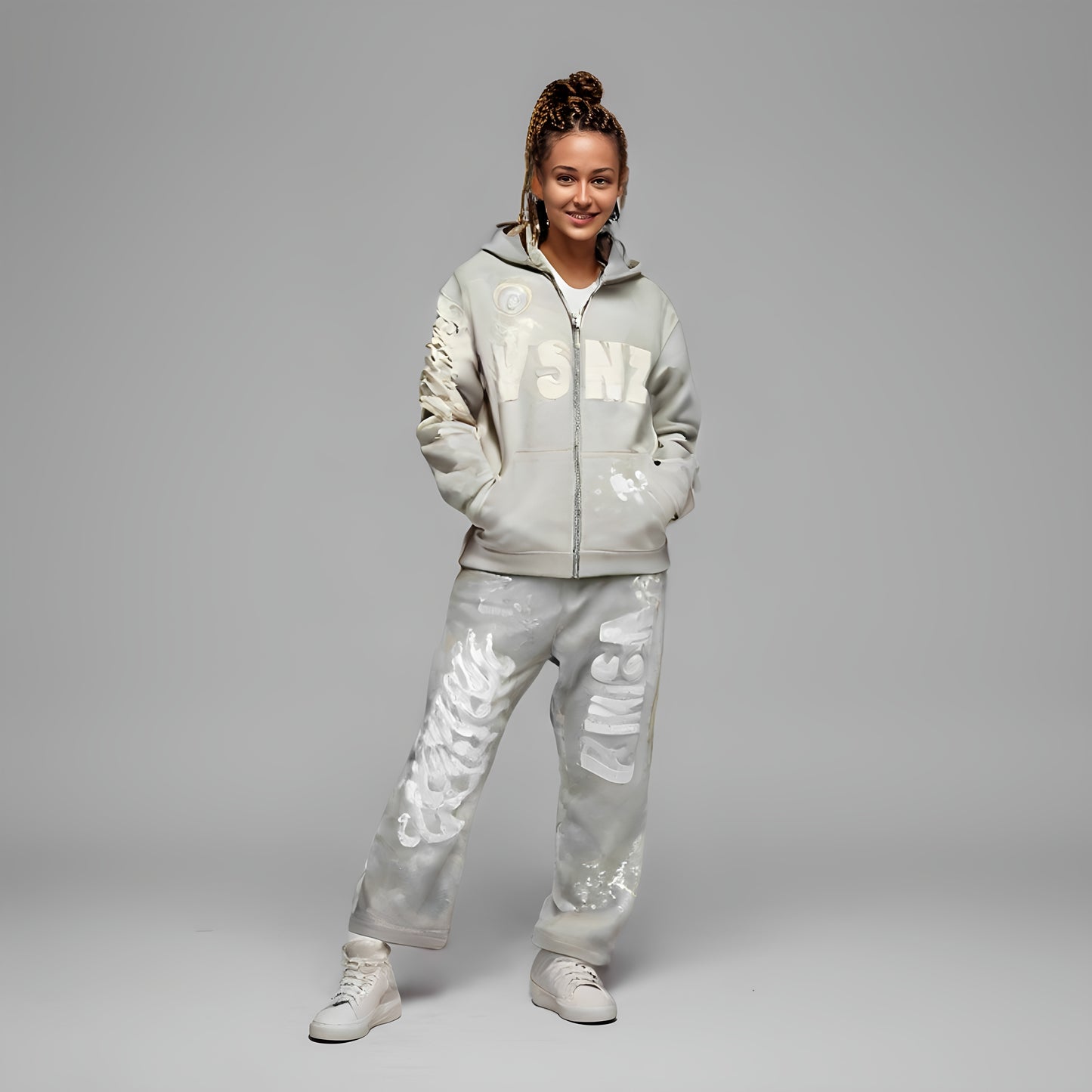 Womens VSNZ Zipper Hoodie - Wolf Grey