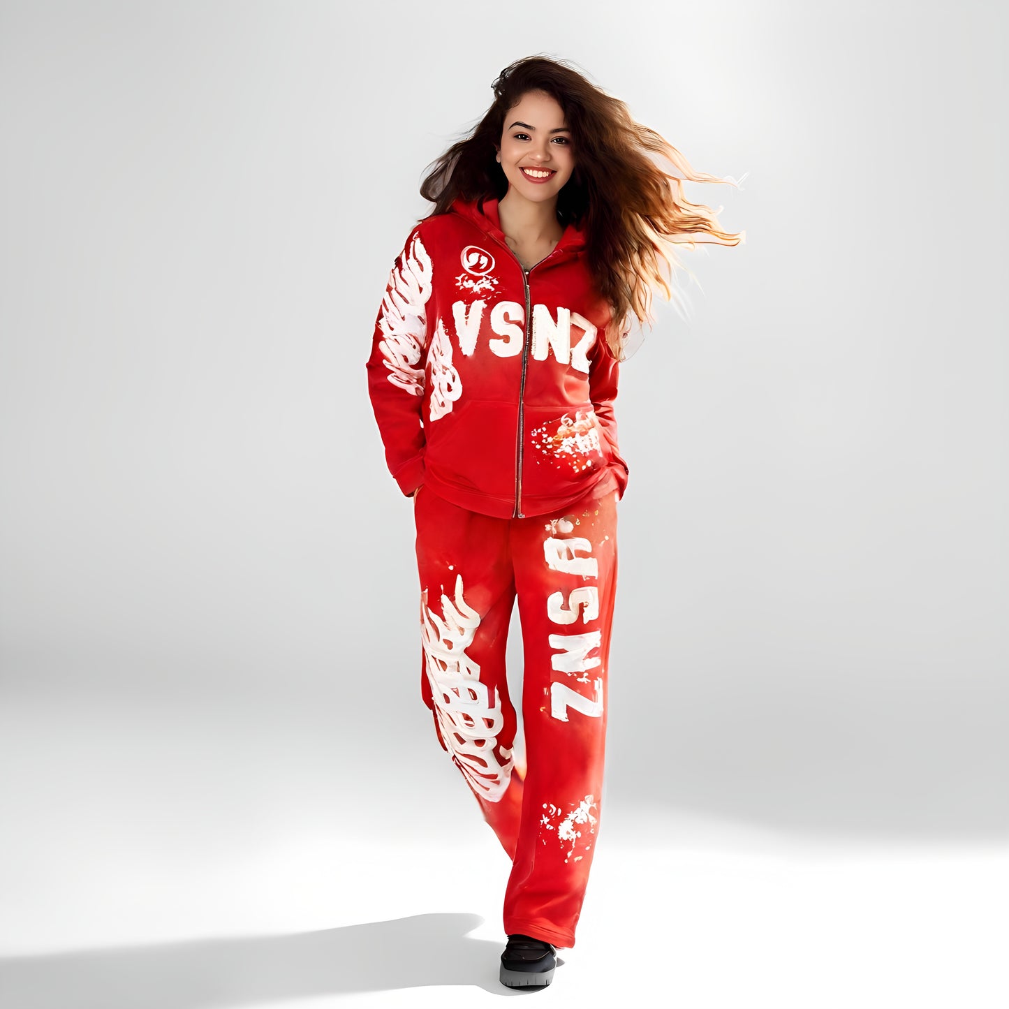 Womens VSNZ Zipper Hoodie - Red