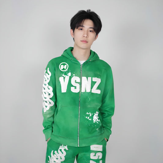 Mens VSNZ Zipper Hoodie - Green