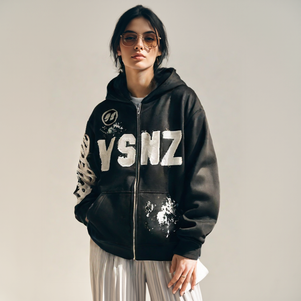 Womens VSNZ Zipper Hoodie - Black