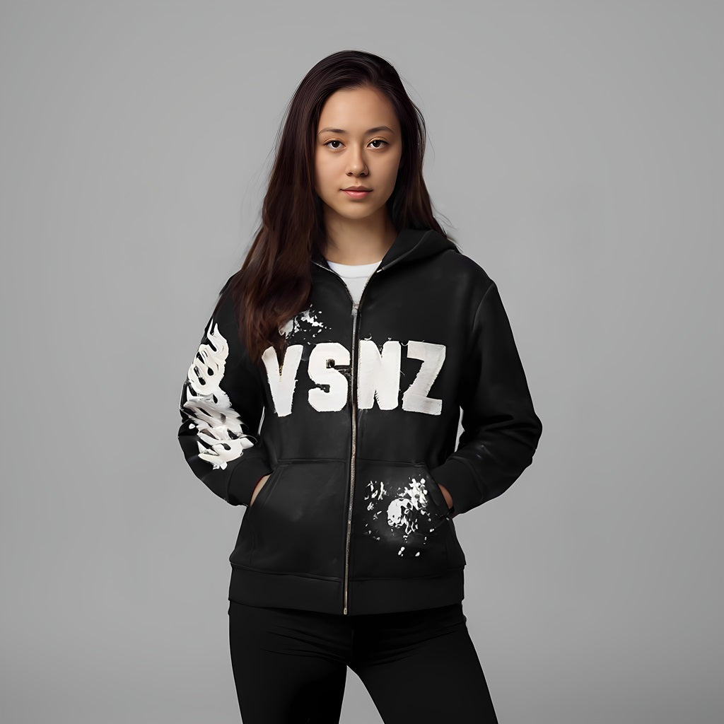 Womens VSNZ Zipper Hoodie - Black